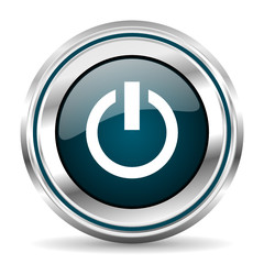Aufkleber - Round silver power metallic vector icon.