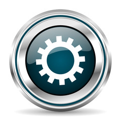 Aufkleber - Round silver gear metallic vector icon.