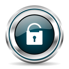 Aufkleber - Round silver padlock metallic vector icon.