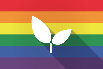 Wall Mural - Long shadow lgbt flag with a plant