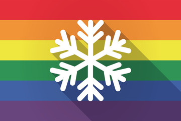 Wall Mural - Long shadow lgbt flag with a snow flake