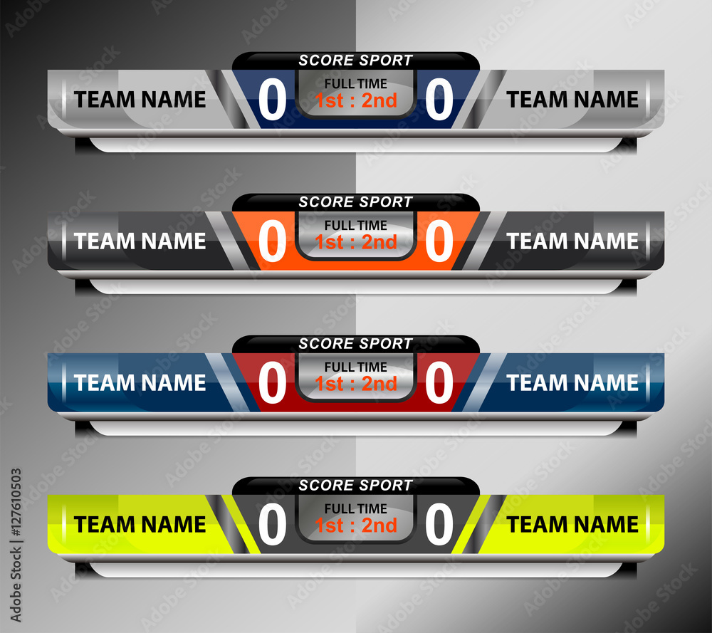 Scoreboard Color scoreboard elements design for football and soccer, vector illustration ...