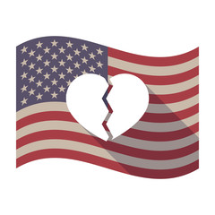 Poster - Long shadow USA flag with a broken heart