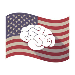 Poster - Long shadow USA flag with a brain