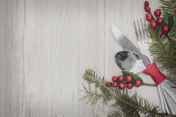 Wall Mural - Christmas Meal Table Setting Background