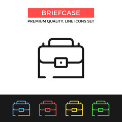 Poster - Vector briefcase icon. Thin line icon