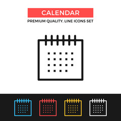 Wall Mural - Vector calendar icon. Thin line icon