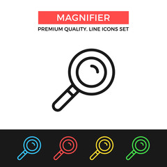 Poster - Vector magnifier icon. Thin line icon