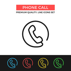 Poster - Vector phone call icon. Thin line icon