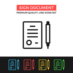 Poster - Vector sign document icon. Thin line icon