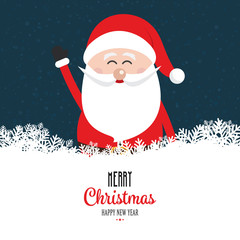 Wall Mural - santa claus wave happy snowy night background