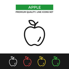 Fototapete - Vector apple icon. Thin line icon