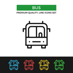 Poster - vector bus icon. thin line icon
