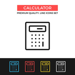 Poster - Vector calculator icon. Thin line icon
