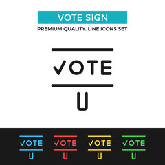 Poster - Vector vote sign icon. Thin line icon