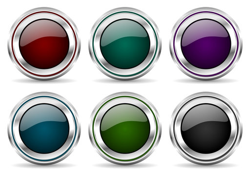 Set of silver metallic colorful vector web icons