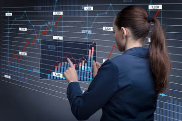 Businesswoman in online stock trading business concept