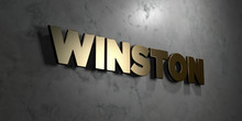 Winston - Gold Sign Mounted On Glossy Marble Wall  - 3D Rendered Royalty Free Stock Illustration. This Image Can Be Used For An Online Website Banner Ad Or A Print Postcard.