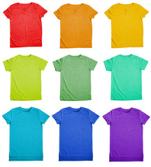 Wall Mural - Collection of colorful t-shirts on white background