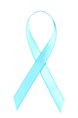 Wall Mural - Light blue ribbon isolated on white. Prostate cancer concept