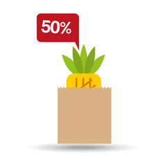 Poster - pineapple bag filled fruit offer design vector illustration eps 10