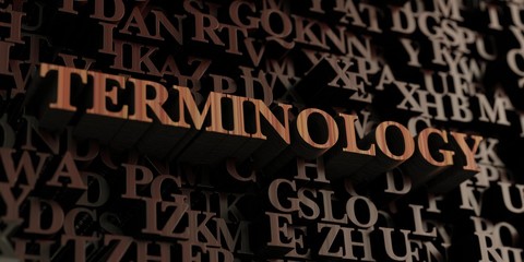 Fototapete - Terminology - Wooden 3D rendered letters/message.  Can be used for an online banner ad or a print postcard.
