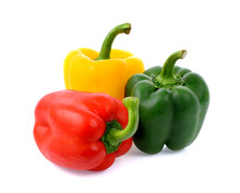 Colored Peppers Isolated On White Background