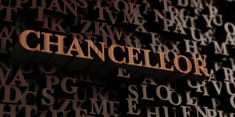 Poster - Chancellor - Wooden 3D rendered letters/message.  Can be used for an online banner ad or a print postcard.
