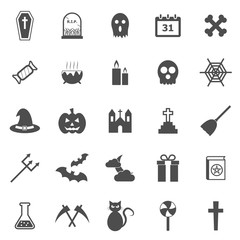  Halloween icons on white background