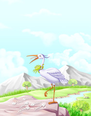 Wall Mural - Heron and the crab story