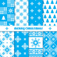 Wall Mural - Set of  knitted Christmas patterns