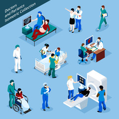 Canvas Print - doctor and patient isometric people icon set