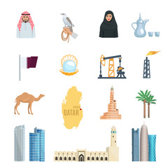 Poster - Qatar Flat Icons Set