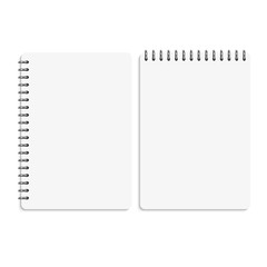 Wall Mural - Paper blank notebooks, notepads isolated on white vector illustration