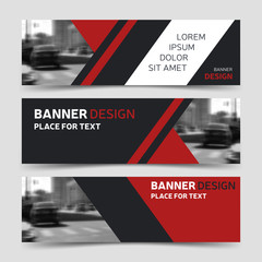 Wall Mural - Set of three red horizontal business banner templates.