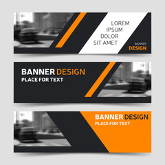 Wall Mural - Set of three yellow horizontal business banner templates