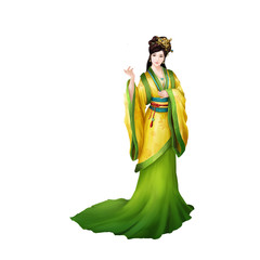 Wall Mural - Ancient Chinese People Artwork: Beautiful Lady, Princess, Beauty. Video Game's Digital CG Artwork, Concept Illustration, Realistic Cartoon Style Background and Character Design
