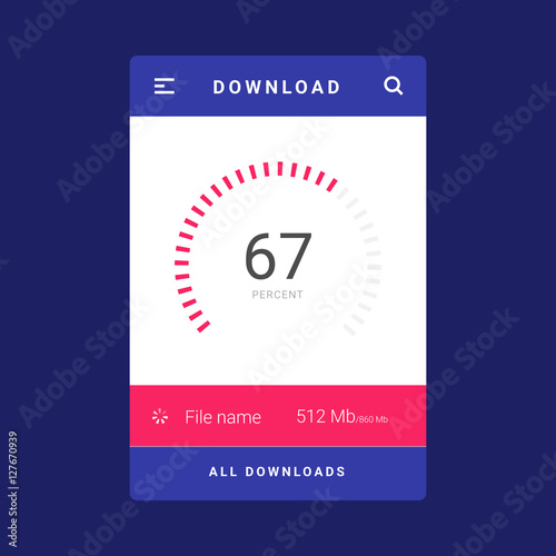 Ui Ux And Gui Template Layout For Mobile Apps Download Screen Statistic Dashboard Infographic Element Circle Percent Diagram Pink And Blue Color Ux App User Interface Stock Vector Adobe Stock