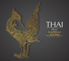 Thai Art Element Traditional Gold For Greeting Cards
