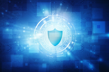 Poster - 3d illustration Security concept - shield 
