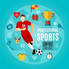 Sticker - Professional Sports Flat Icon Set