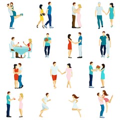 Wall Mural - People Fall In Love Icon Set