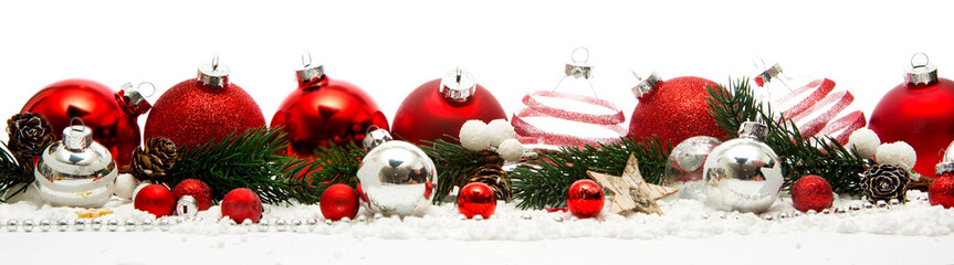 christmas white background with christmas balls and decoration
