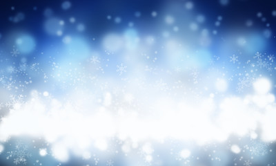 Wall Mural - Blue abstract winter background. Christmas snow illustration.