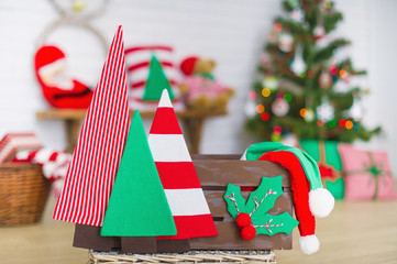 Closeup up handmade Christmas decoration elements