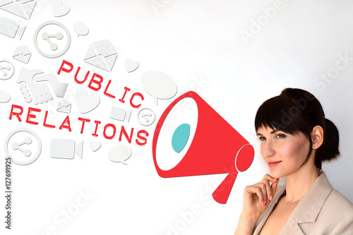 Fotografía Public relations, PR concept on white background