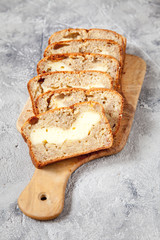 Wall Mural - Sliced banana bread with cream cheese