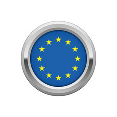 Wall Mural - Round silver badge with European Union flag