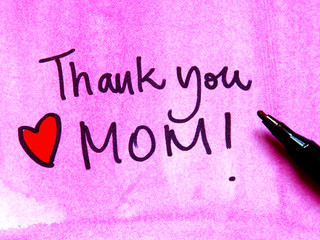 Wall Mural - thank you mom handwritten on pink 