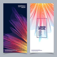 Poster - modern banners design. 3d mesh mandala illustration. cool gradient colors. eps10 vector.